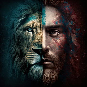 abstract image Jesus e Lion made in artificial intelligence