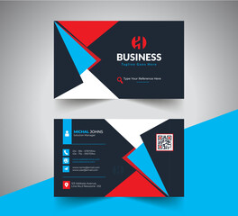 Professional  Red and Dark and Blue Business Card Design Template
