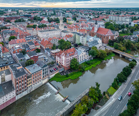 rynek i Stare Miasto Opole w widoku z lotu ptaka