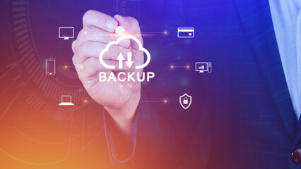 Internet data storage backup, technology business concept, Cloud technology, Data storage, Networking and internet service concept.