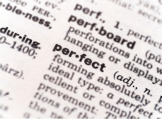 closeup of the word perfect