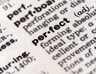 closeup of the word perfect