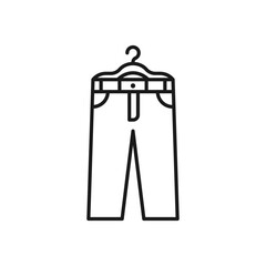 Hanging trousers. Hang long pants icon line style isolated on white background. Vector illustration