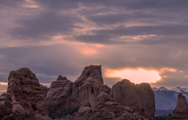 Fototapeta na wymiar Sunrise Landscape in Arches National Park Utah