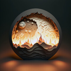Paper art image of a burning planet