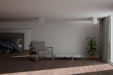 Modern interior design. 3D illustration