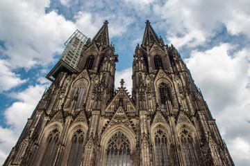 View of Cologne Cathedral, monument of German Catholicism and Gothic architecture in Cologne, Germany.
