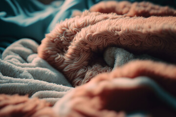 A pink warm blanket. Super fluffy and soft blanket.