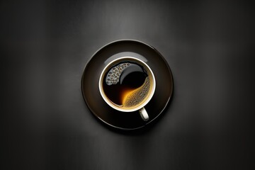 Cup Of Coffee Isolated On Center Of Black Background Copy Scape Generative AI