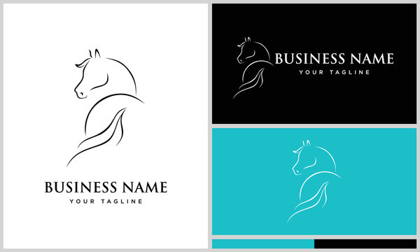 line art horse logo design