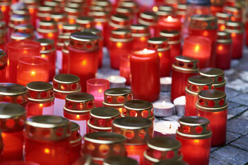 Candles at Velvet Revolution anniversary in Prague, Czech Republic