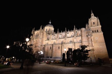 Obraz premium Close-up of famous Salamanca cathedral at night