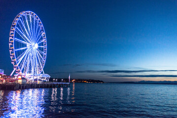 Ferris wheel on the water in Seattle Washington 