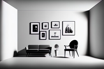 minimalist interior design with gallery furniture. Generative AI