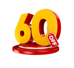 60 sixty on offer yellow and red in 3d base