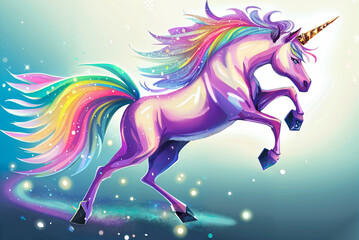 Naklejka na ściany i meble pink rainbow unicorn