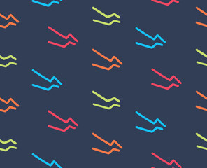 Colorful vector seamless pattern with lightning. Flat design.