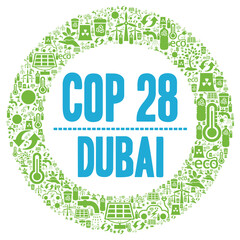 COP 28 in Dubai, United Arab Emirates symbol - obrazy, fototapety, plakaty