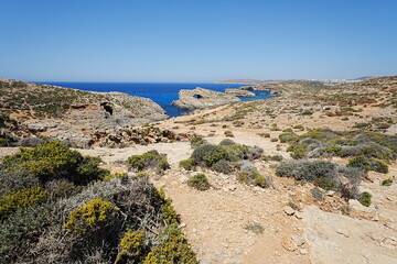 Landscape of european Comino island in Malta - vertical