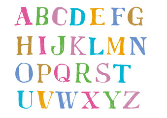 アルファベット手書き筆文字素材　カラフル