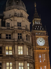 Fototapeta na wymiar Elizabeth Tower (Big Ben) at the palace of Westminster from Whitehall at night