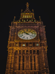 Looking up at the Elizabeth Tower (Big Ben) at the Palace of Westmister on a summers night - Portrait