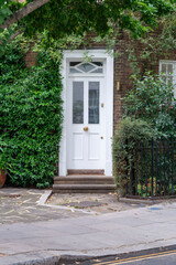 Fototapeta na wymiar Greenery around a victorian front door in an affluent London neighbourhood