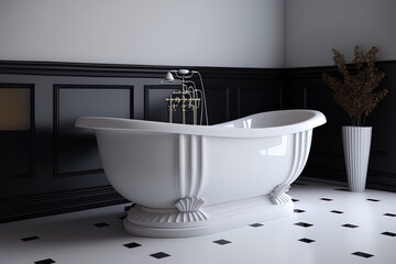 Obraz na płótnie Canvas mock up of a bathroom's interior bathtub. Generative AI