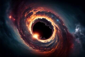 Black hole galaxy illustration. Generative AI