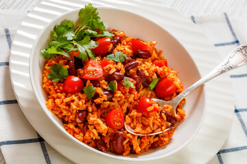 jollof rice with red beans, tomato, spices