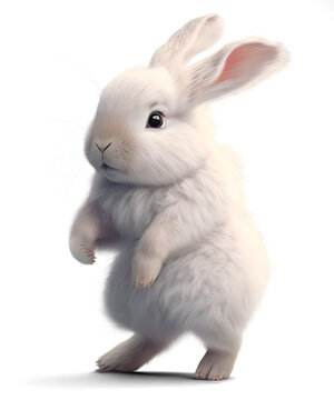 Cute rabbit jumping, 3D illustration on isolated background	