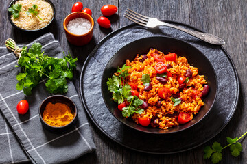 jollof rice with red beans, tomato, spices