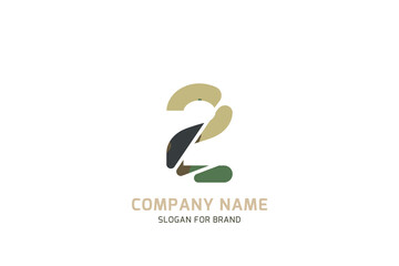 Original symbol 2 for logo. Letter in camouflage stylization for military and army theme for creative design template. Flat illustration EPS10