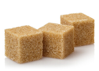 Brown sugar cubes, isolated on white background