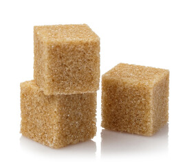 Brown sugar cubes, isolated on white background