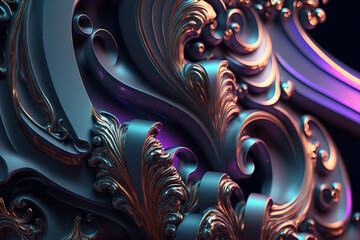 3D render abstract geometric background, holographic creative shapes. Ai generated