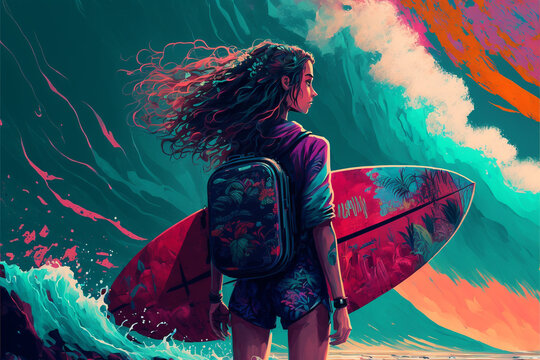 Illustration of  radical sports with bold and artistic color splashes  – Create with generative AI technology