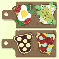 four sandwiches with different ingredients