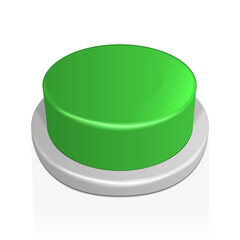Green button isolated on a white background. 3d rendering