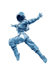 astronaut girl jumping in action