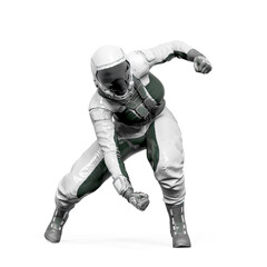 cosmonaut girl is loading power on white background