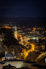 Panorama of the night of Salzburg