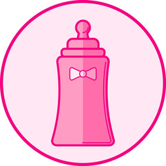 Bottle. Pink baby icon on a white background, line art vector design.