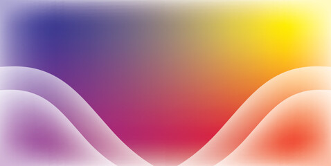 Abstract Blue Purple Yellow Red Gradient Background with White Waves Vector Illustration