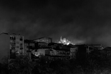 Night landscape in the city of Plasencia. Spain.