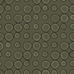 Full seamless vintage circle shapes pattern background. Khaki green vector for decoration. Texture design for textile fabric print. For fashion and home design.
