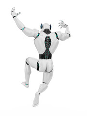 cyber tigerin is jumping rear view