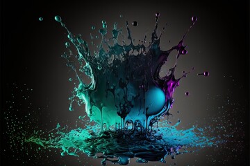 Splash of green, blue and purple colours