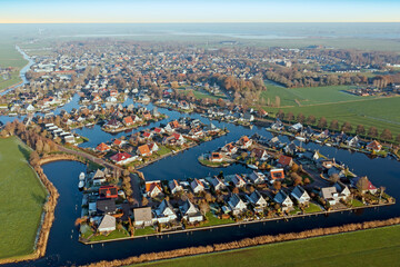 Fototapeta na wymiar Aerial from the little village Koudum in Friesland the Netherlands