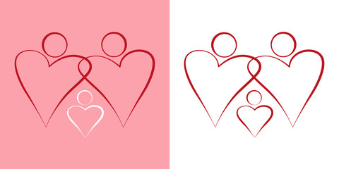 Vector logo two hearts, Couple in love forever together.
Couple hearts love forever together. Romantic symbols. Valentine day symbol. Vector illustration. Love couple icon. 